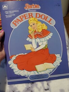 Barbie Paper Doll Cover - Purple Background with Red Dress